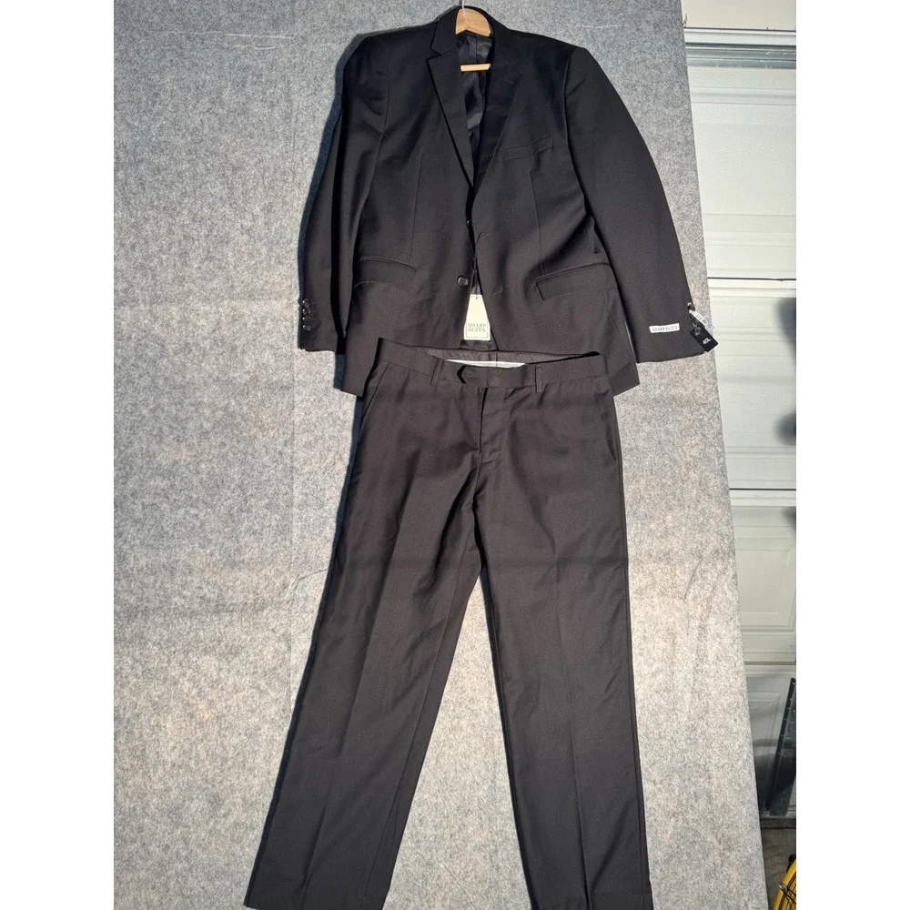 Mens (Sharp Suit) Jacket 40L Black Slim‎ Fit Active Stretch Wool US: 32X26